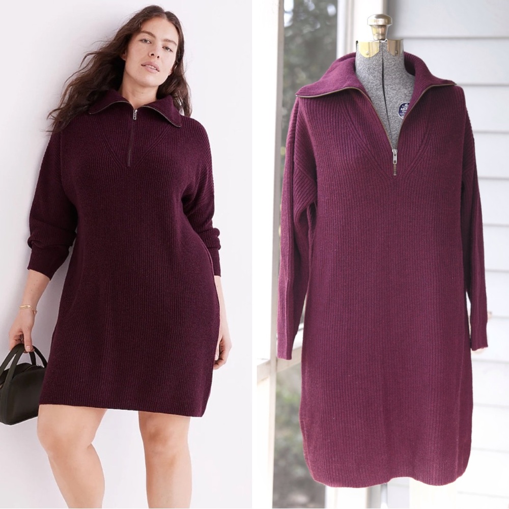 NWT Madewell Ribbed Half-Zip Sweater Dress